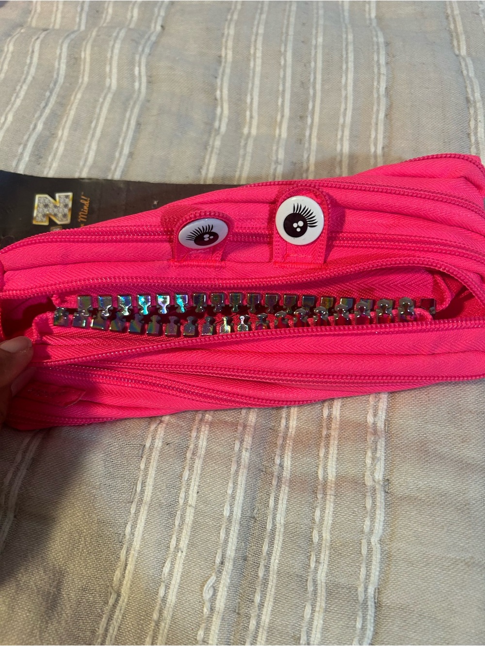 Zipit zip it grillz pencil pouch pink eyelashes NEW